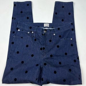 J Crew skinny jeans with velvet polka dots
